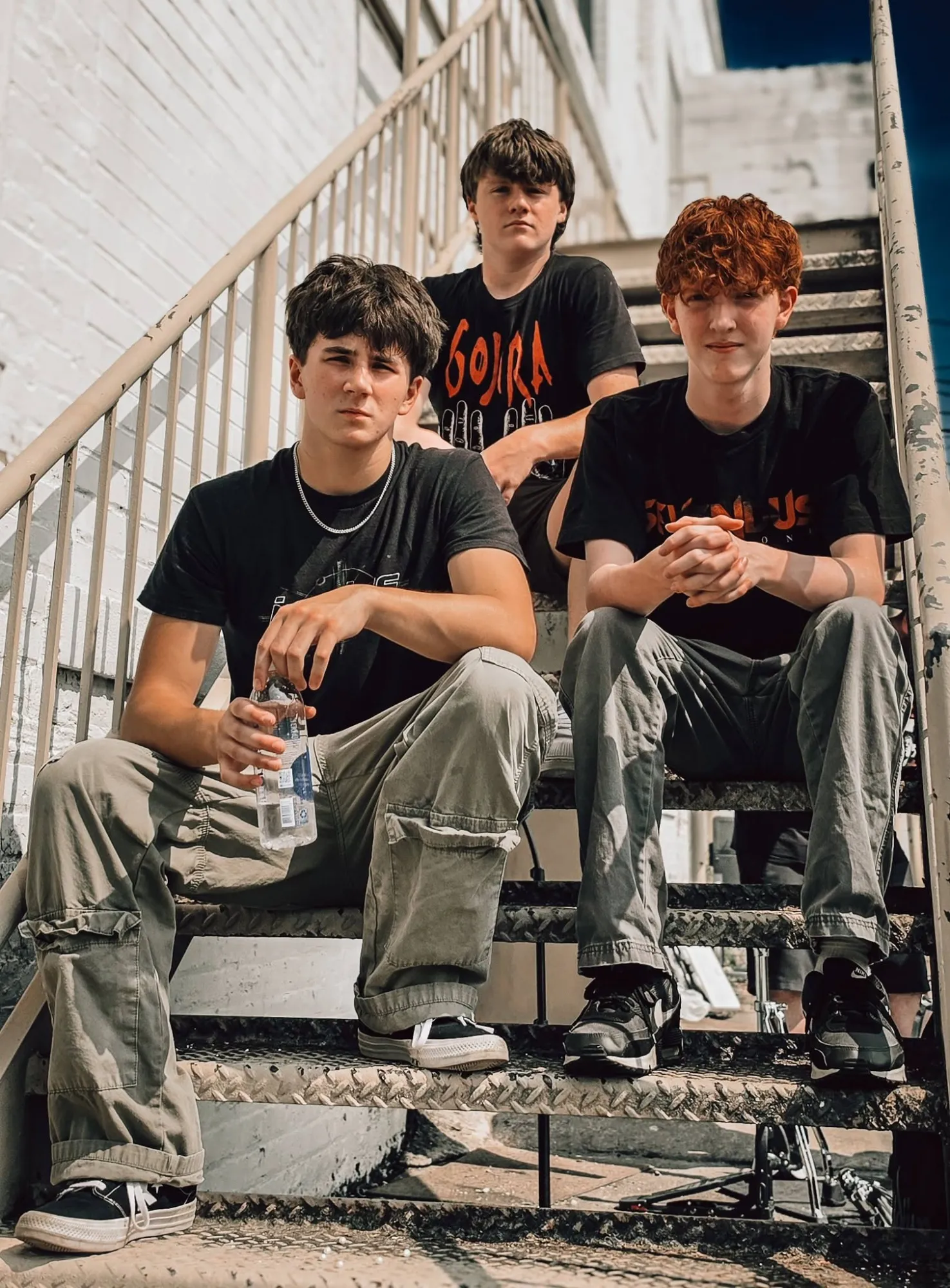 BENT — Tyler, Warren and Gage on a stairwell
